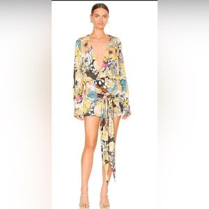 ALEXIS *Monica* 60s 70s style floral grove print mini dress w self sash L